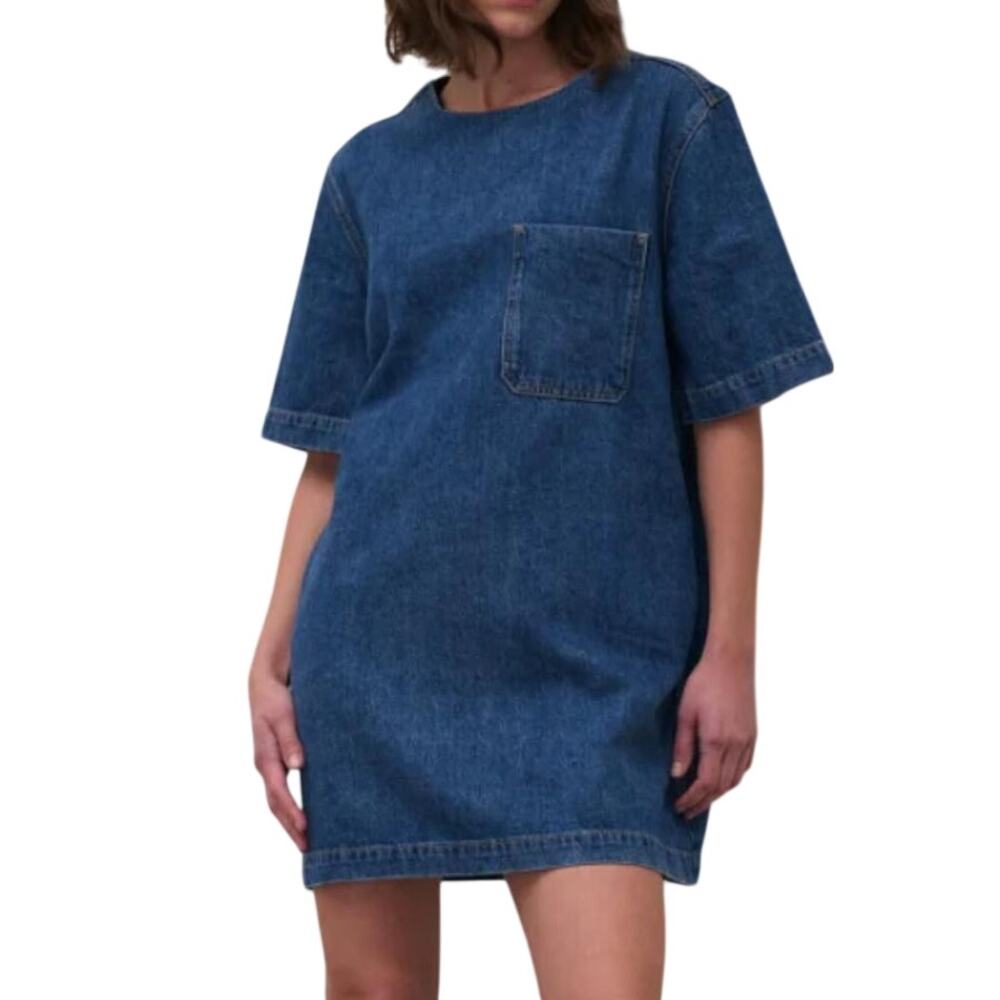 Secular L'Agence Florence Denim Jean Shift Dress in Classic Wash XS